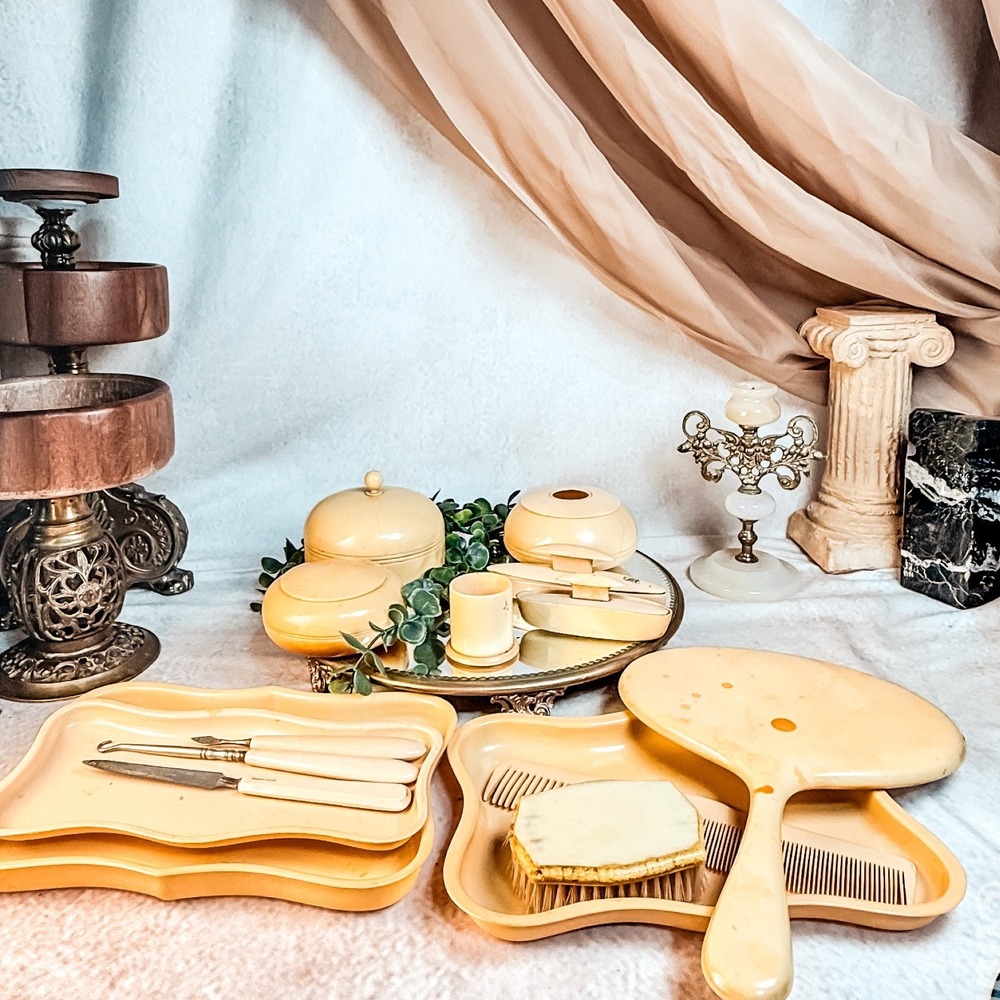 French Ivory Vintage Vanity Set